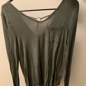 Flowy, olive green long sleeve blouse